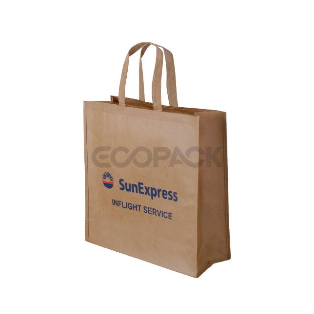 Picture of 3D Gusseted Printed Beige Nonwoven Bag