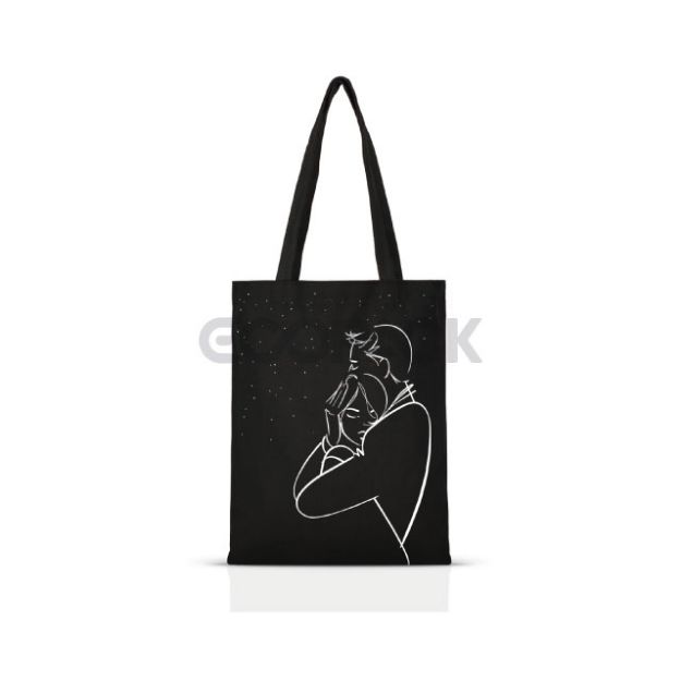 Picture of Printed Black Raw Cloth Bag