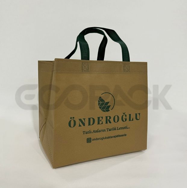 Picture of Gusseted Beige Nonwoven Bag