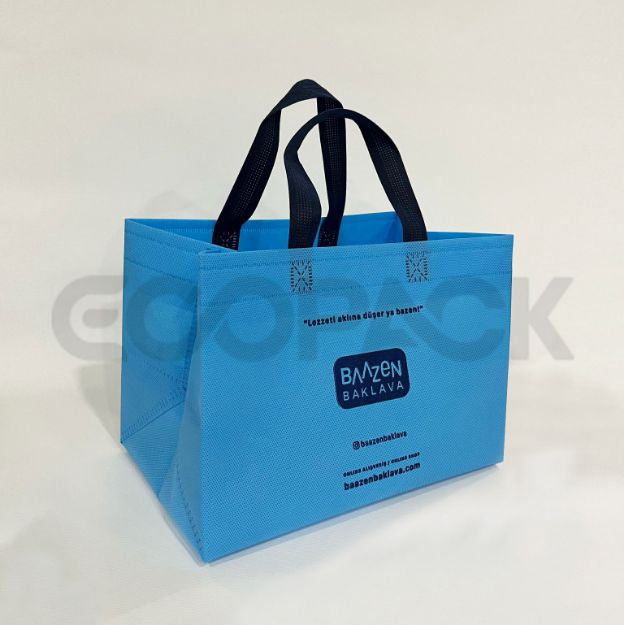 Picture of Gusseted Blue Nonwoven Bag