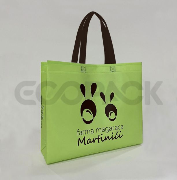 Yeşil Laminasyonlu Logo Baskılı Nonwoven Çanta resmi
