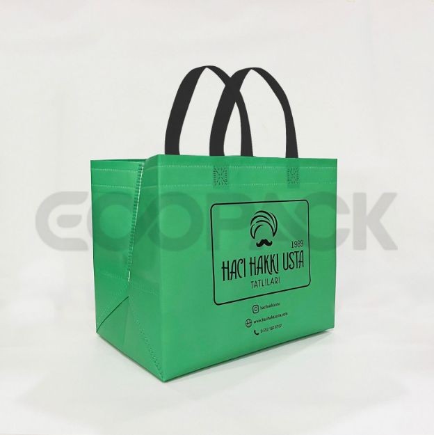 Yeşil Laminasyonlu Nonwoven Tatlıcı Çantası resmi