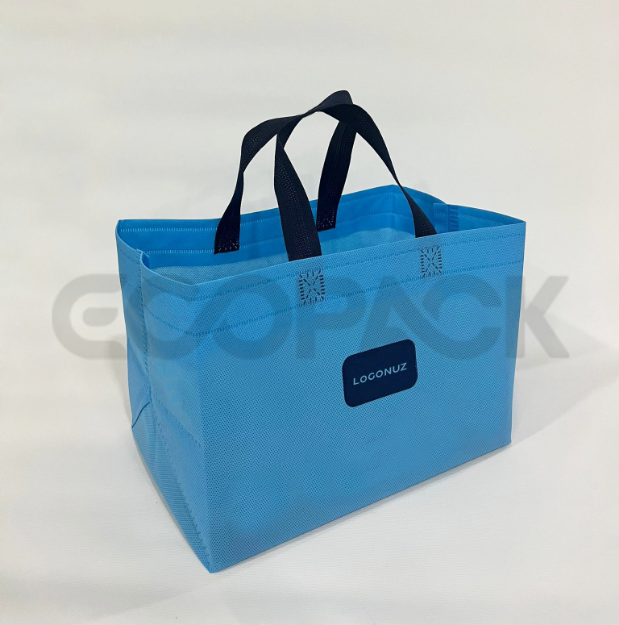 Picture of Gusseted Blue Nonwoven Bag